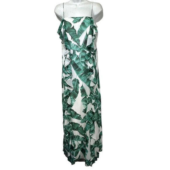 chelsea28 green leaf Eucalyptus sleeveless long dress Size 2 - Picture 2 of 7